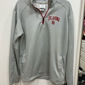 Champion Gray and Red Oklahoma Quarter-Zip Pullover